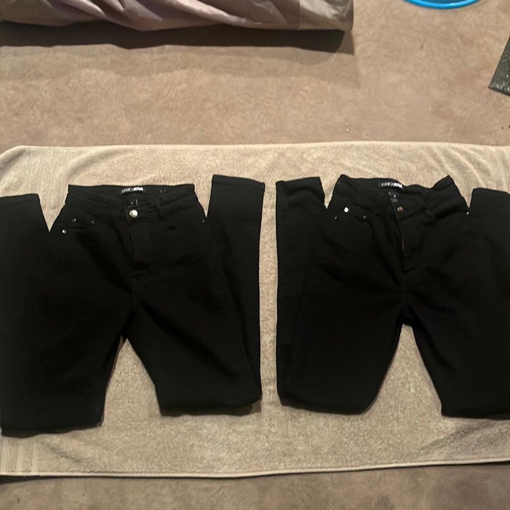 2 pairs black stretch skinny jeans size 5